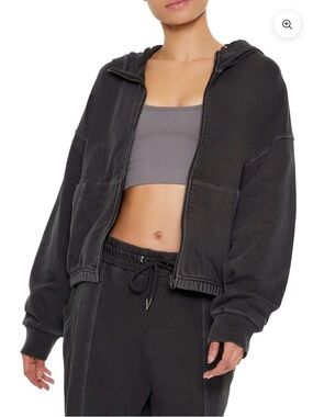 Forever 21 Dark Charcoal Zip-Up Hoodie